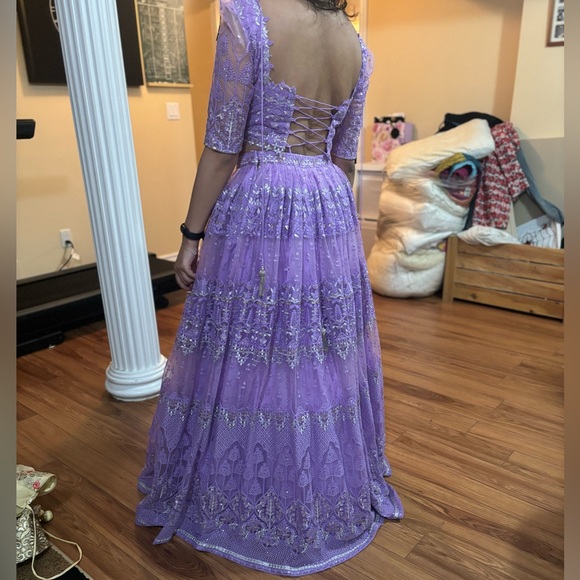 Renee Label Lilac Embroidered Lehenga Set - Picture 3 of 5